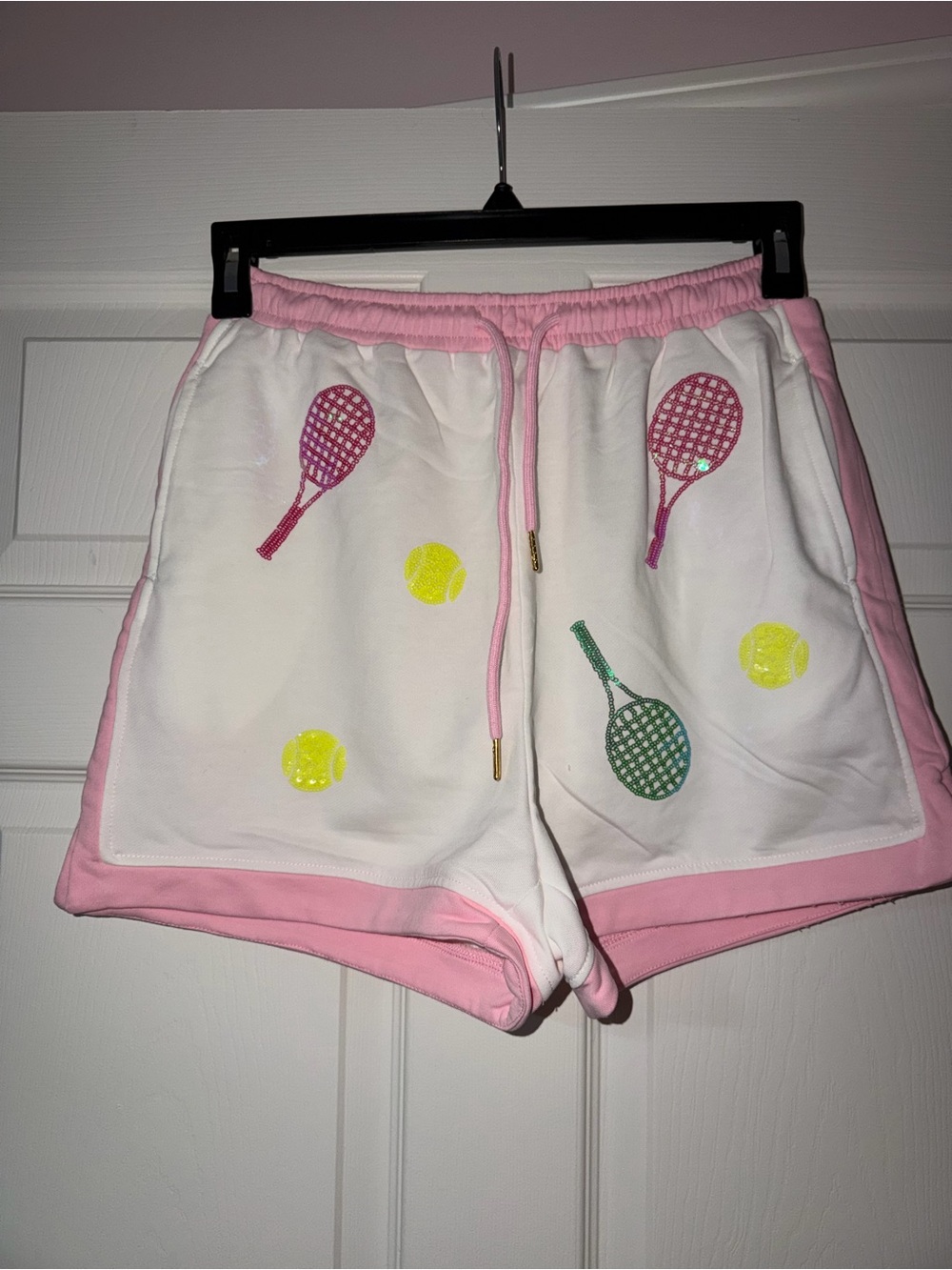 NWT Tennis sequin embroidered shorts size large by fantastic fawn